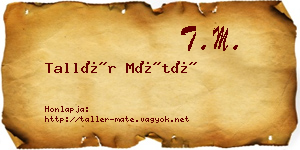 Tallér Máté névjegykártya